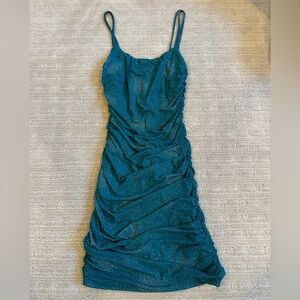 Teal sparkling semi-formal dress